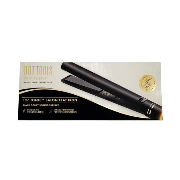 HOT TOOLS Pro Artist Black Gold Ionic 1 1/4 Inch Flat Iron
